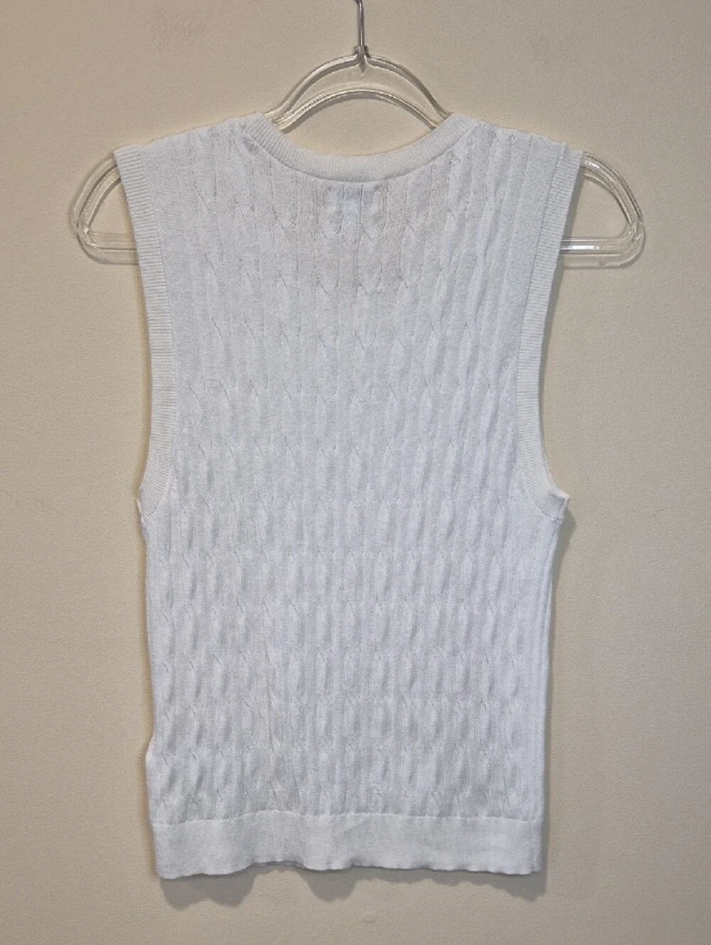 J. Crew Lightweight White Cable Knit Sleeveless Top